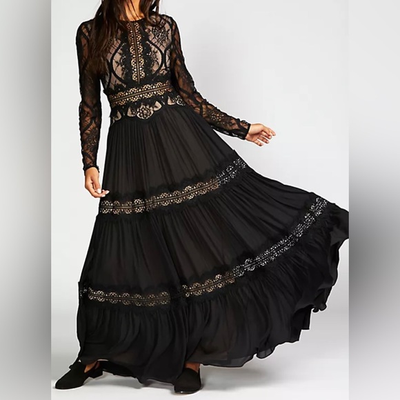 Free People Dresses & Skirts - Free People Goth Shadow Lace Maxi Dress NWT